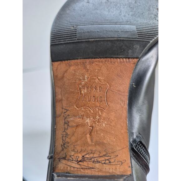 Ferragamo Boots Womens 7 B Black Italian Leather Knee High Mid Heel Quiet Luxury - Picture 6 of 10